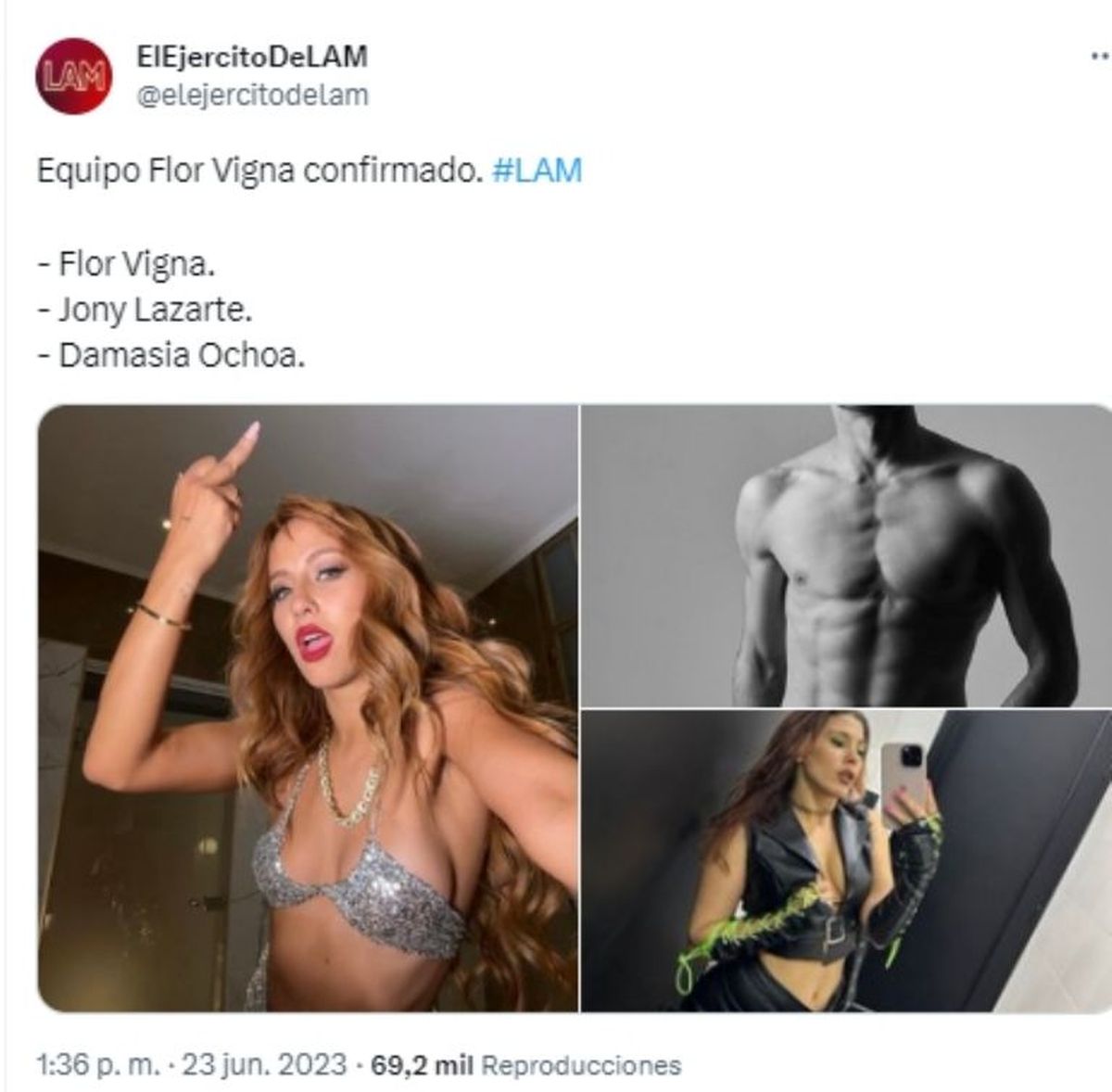 En el Bailando 2023, Lourdes Sánchez fue reemplazada con Flor Vigna, quien bailará con Jony Lazarte.