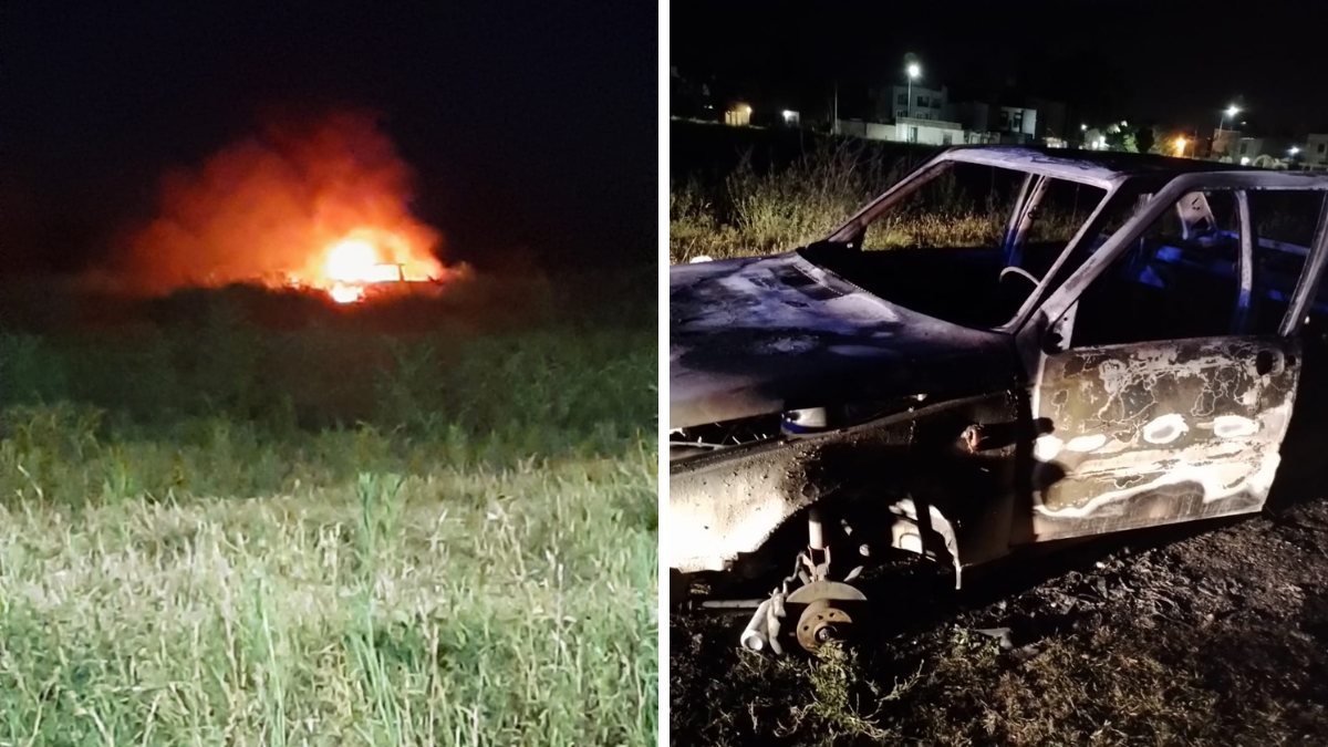Bomberos zapadores apagaron el fuego del automóvil Fiat.