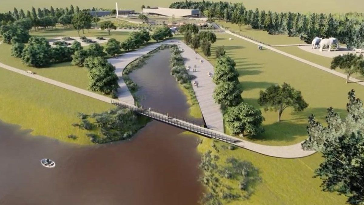 La imagen del Parque del Fuerte que proyecta el gobierno santafesino en Puerto Gaboto.