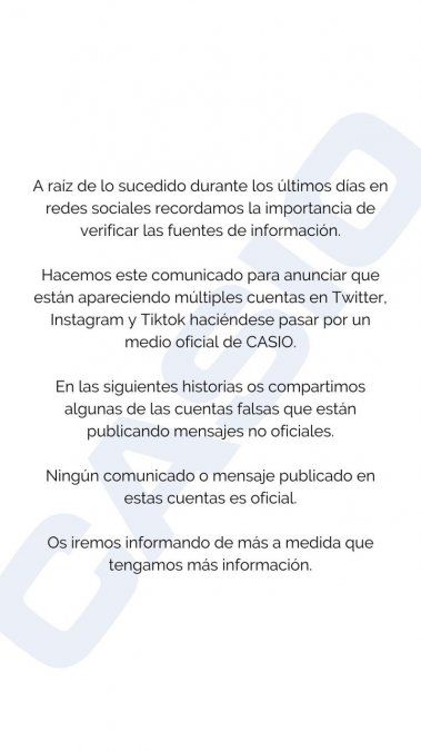 Casio lanzó un comunicado oficial tras la canción de Shakira con Bizarrap.