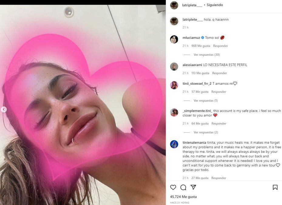 Tini Stoessel se hizo una cuenta de Instagram paralela.