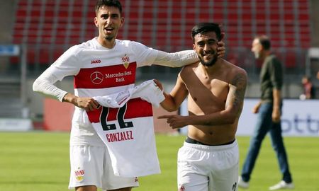 El delantero formado en Argentinos Juniors (en la derecha) fue el goleador del Stuttgart que logró retornar a la máxima división del fútbol alemán. El delantero formado en Argentinos Juniors (en la derecha) fue el goleador del Stuttgart que logró retornar a la máxima división del fútbol alemán.