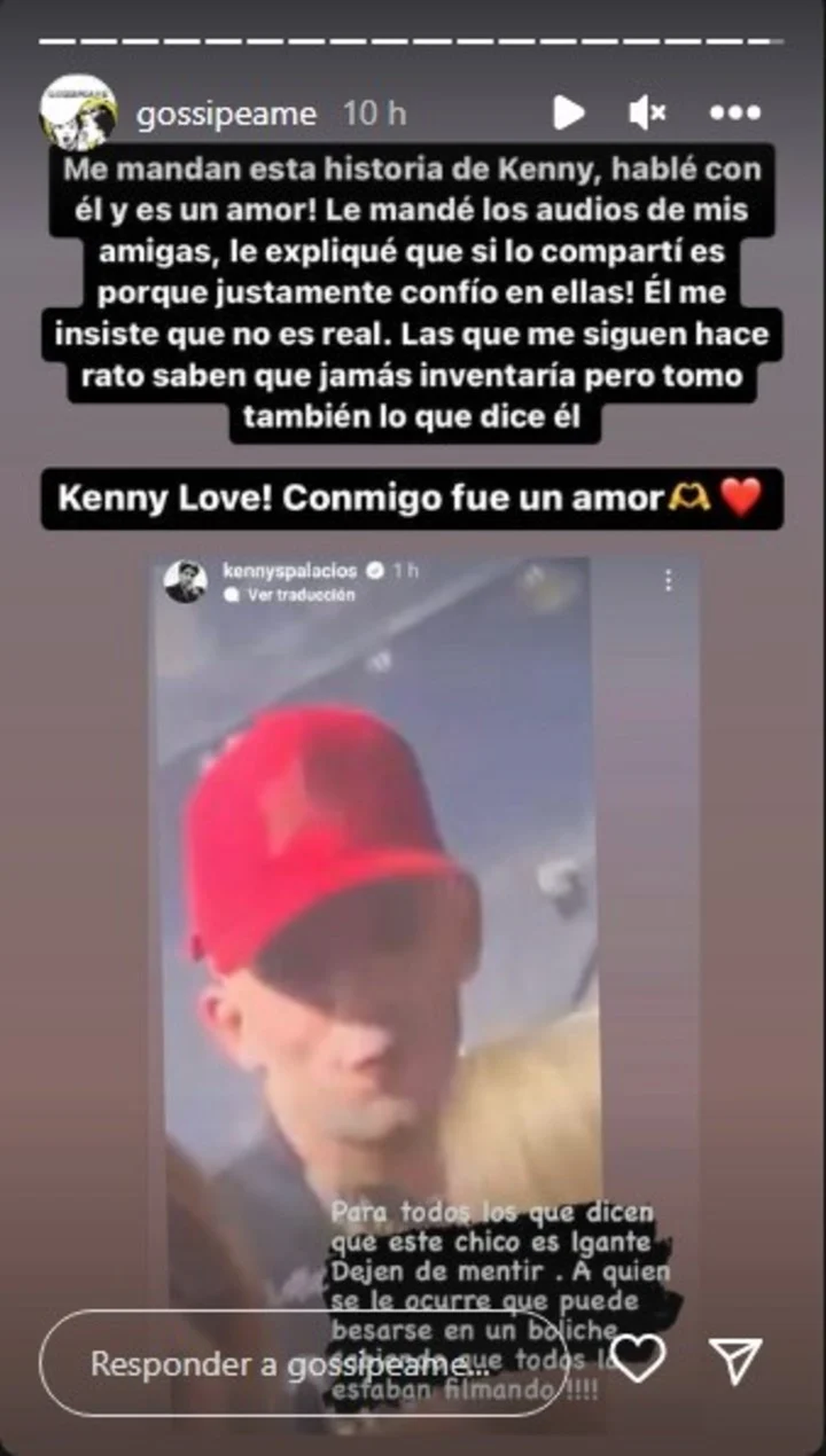 Kennys Palacios habló con la dueña de la cuenta @gossipeame.