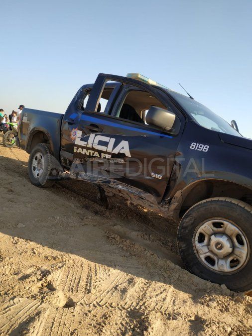 Así quedó la camioneta policial que estuvo involucrada en el accidente en El Chaquito.