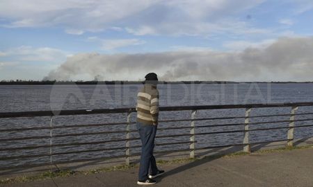 Se contuvieron los incendios en las islas frente al Gran Rosario y trabajan en focos menores Se contuvieron los incendios en las islas frente al Gran Rosario y trabajan en focos menores