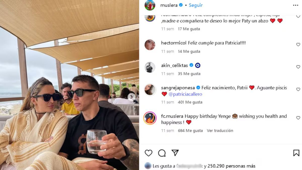 La China Suárez felicitó a la esposa de Fernando Muslera por su cumpleaños a través de un comentario en Instagram. La China Suárez felicitó a la esposa de Fernando Muslera por su cumpleaños a través de un comentario en Instagram. 