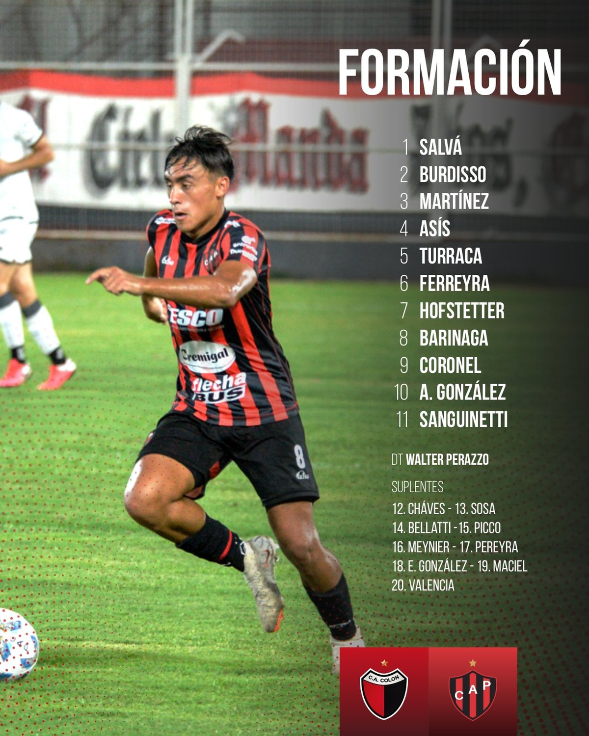 La formación confirmada de Patronato para visitar a Colón. La formación confirmada de Patronato para visitar a Colón.