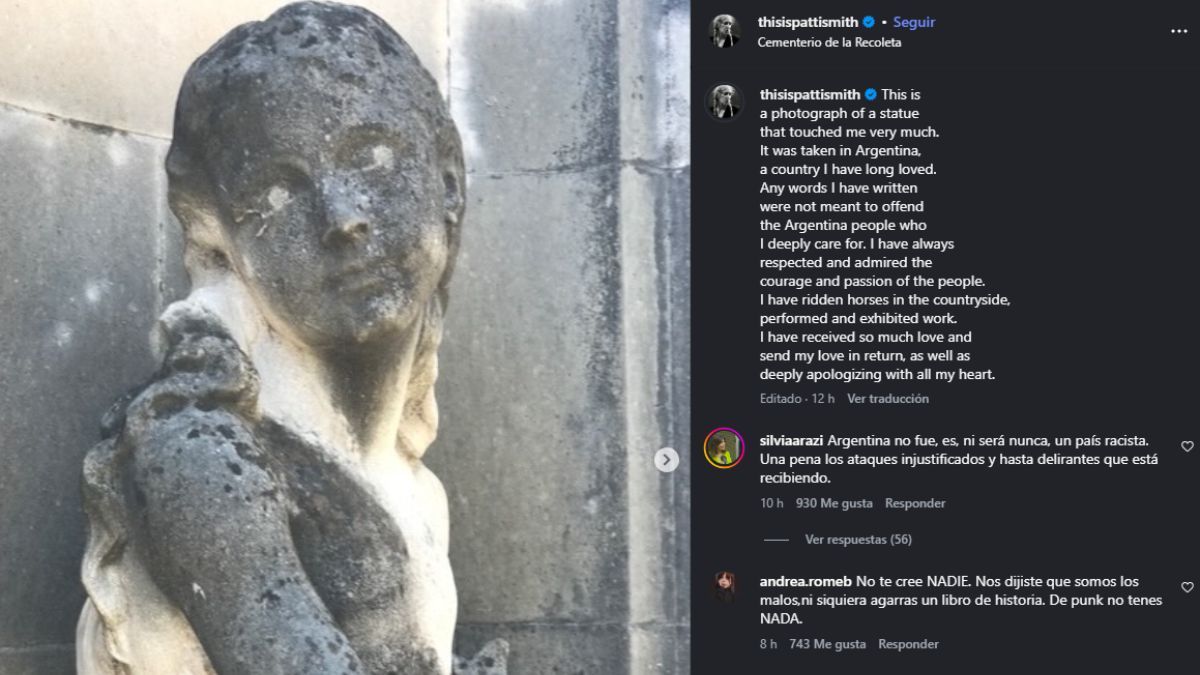 Patti Smith comparti&oacute; sus experiencias en Argentina y pidi&oacute; disculpas.