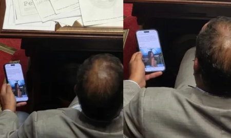 Escrachan a un senador que estaba viendo fotos de Zaira Nara en plena sesión Escrachan a un senador que estaba viendo fotos de Zaira Nara en plena sesión