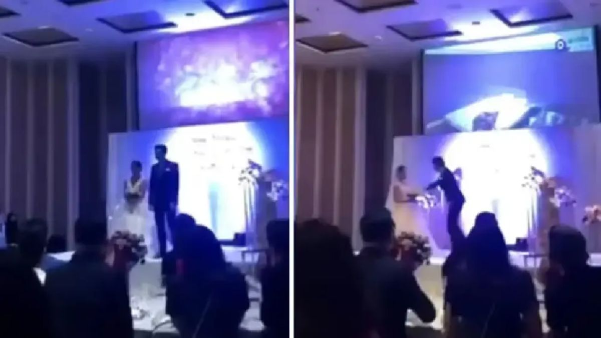 Las imágenes del momento fueron capturadas por uno de los invitados al casamiento.