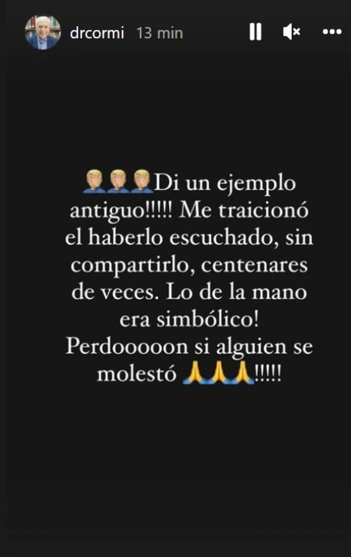 El doctor Cormillot pidió disculpas en sus redes sociales. Instagram