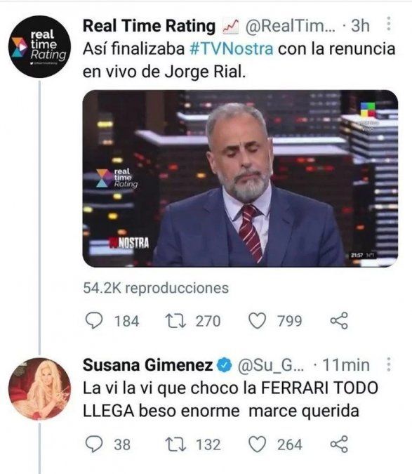 El día en que Susana Giménez se burló públicamente de Jorge Rial por accidente.