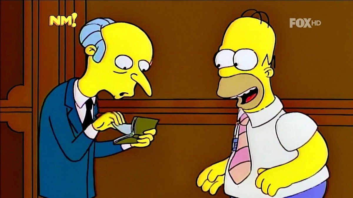 La loca teoría que involucra a Homero y al señor Burns.