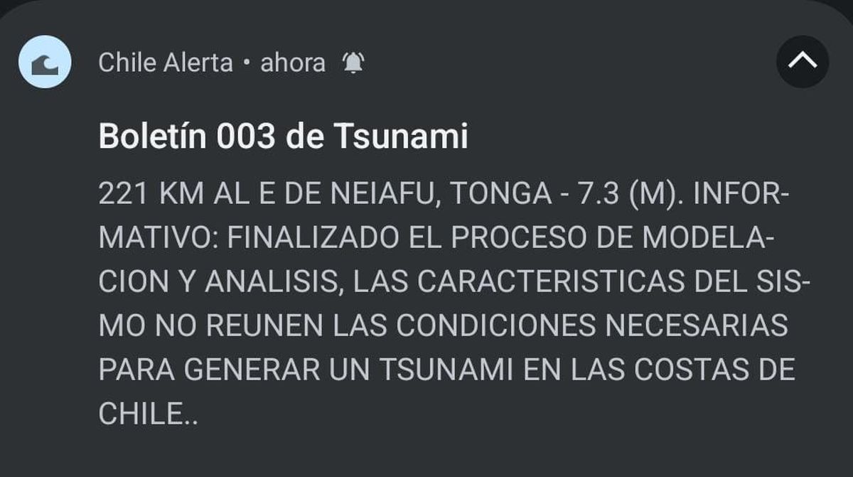 Descartan tsunami en Chile.