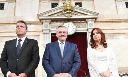 Sergio Massa, Alberto y Cristina durante la apertura de sesiones. Sergio Massa, Alberto y Cristina durante la apertura de sesiones.