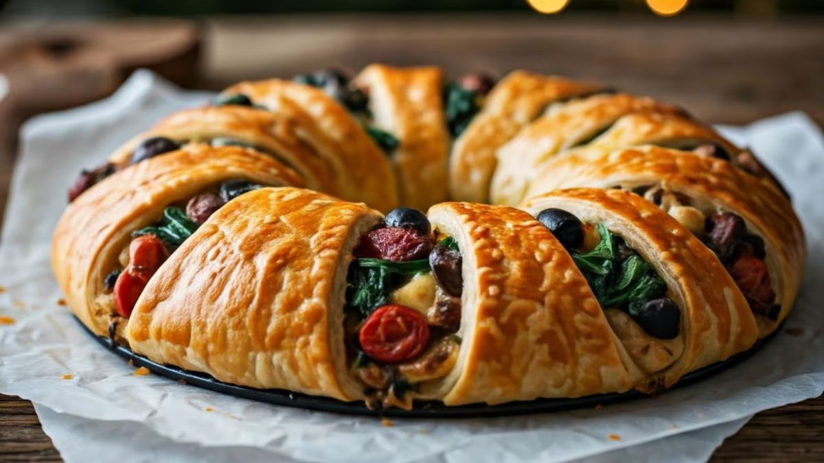 La receta económica para preparar una corona de hojaldre salada para esta Navidad.