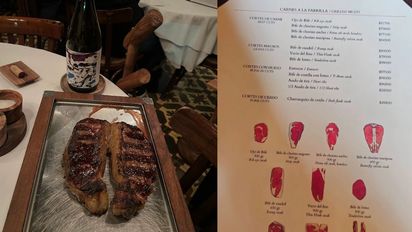 ¿Cuánto cuesta un ojo de bife con papas fritas en Don Julio?