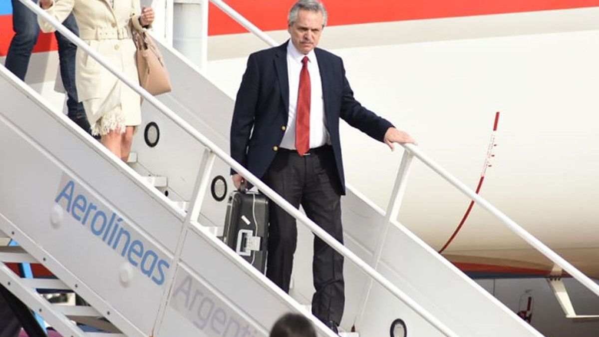 Alberto Fernández durante un viaje a Madrid