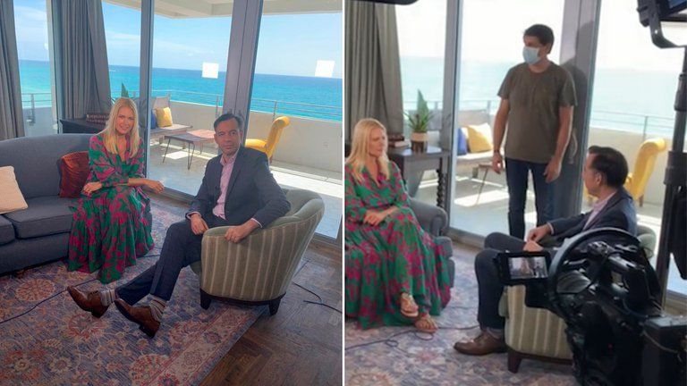  Valeria Mazza estaba en el lugar para dar una entrevista.