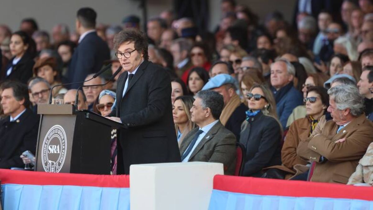La presencia del presidente Javier Milei en el palcooficial.