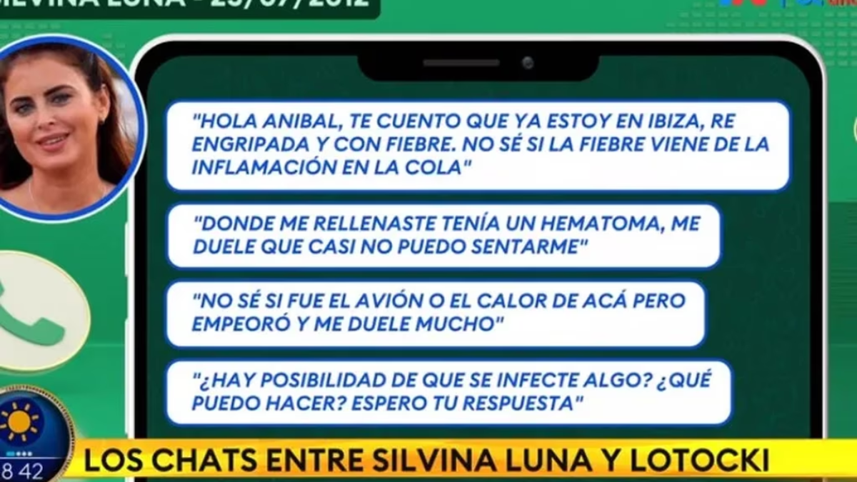 Los mensajes que Silvina Luna le envío a Aníbal Lotocki tras ser operada. Los mensajes que Silvina Luna le envío a Aníbal Lotocki tras ser operada.