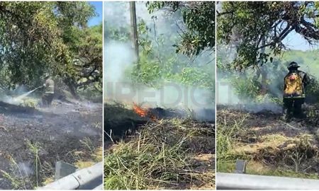 El foco ígneo se produjo durante el mediodía de este jueves a pocos metros del ingreso a un hipermercado, y se expandió a lo largo de casi 200 metros. El foco ígneo se produjo durante el mediodía de este jueves a pocos metros del ingreso a un hipermercado, y se expandió a lo largo de casi 200 metros.