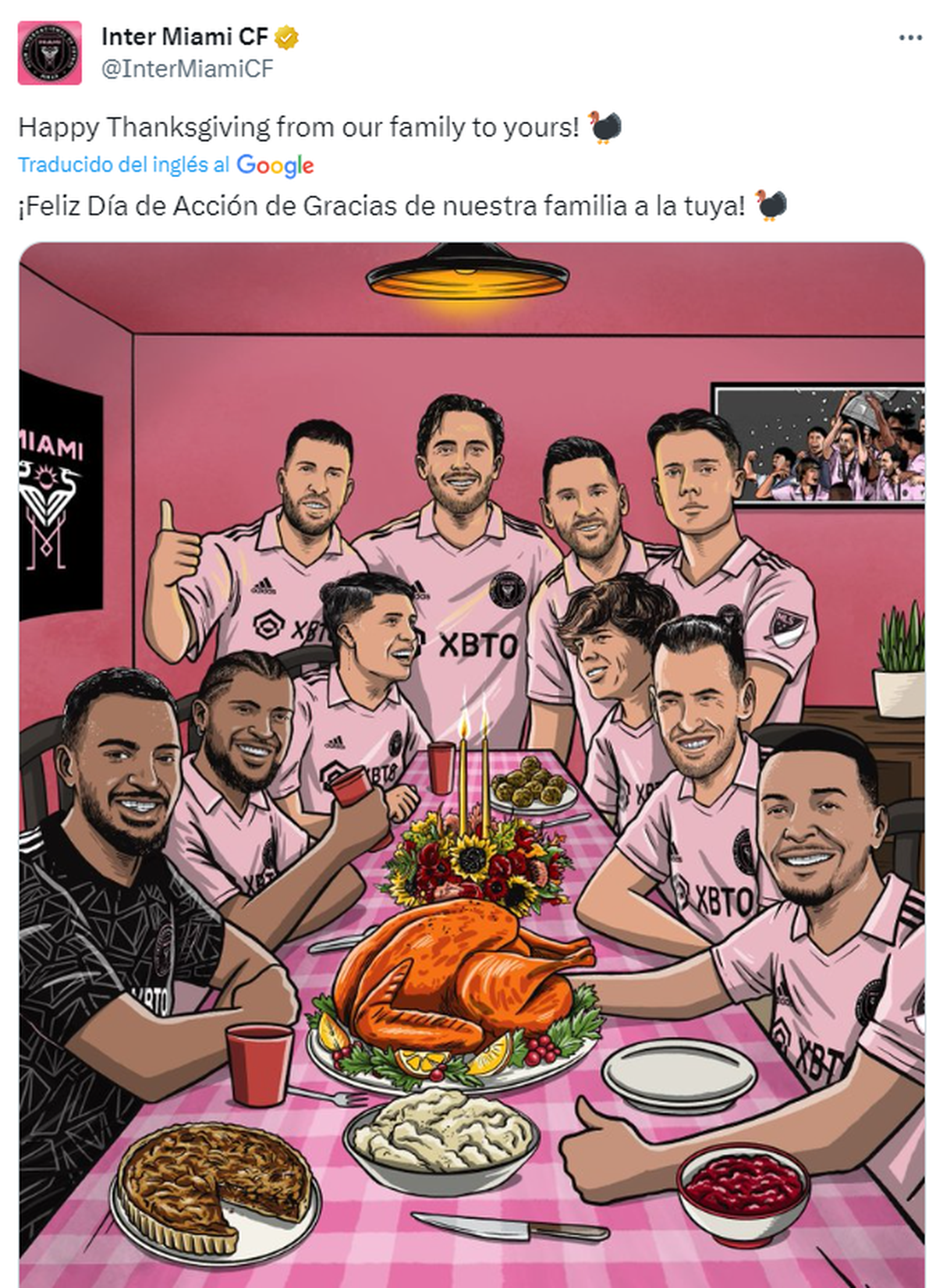 El posteo de Inter Miami y el saludo de Acción de Gracias. El posteo de Inter Miami y el saludo de Acción de Gracias.