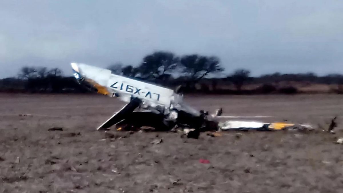 Así quedó la avioneta en la que sufrió el accidente Jorge Grazziano.