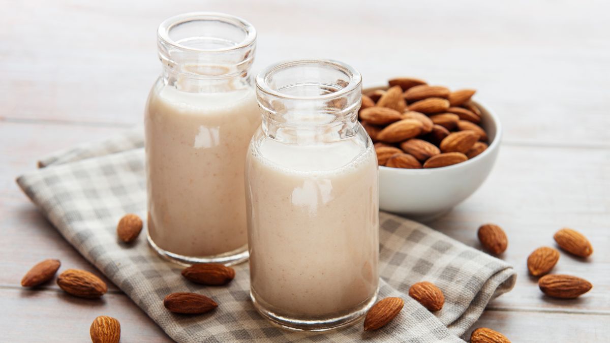Este pan de avena se hace con leche de almendras. Este pan de avena se hace con leche de almendras.