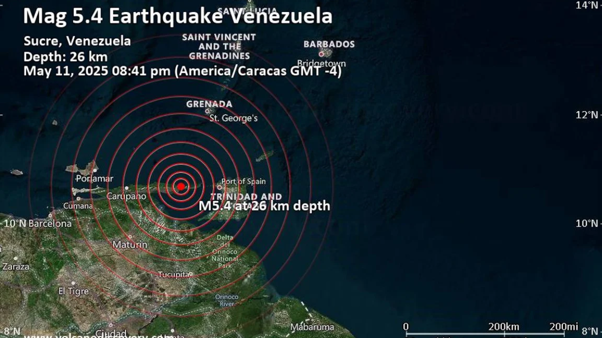 Un terremoto de magnitud 4,9 se registró frente a las costas de Venezuela Un terremoto de magnitud 4,9 se registró frente a las costas de Venezuela