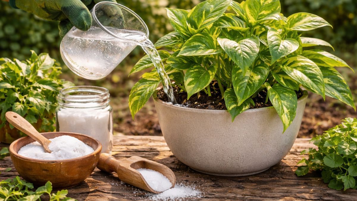 Agua con azúcar en el potus: para qué sirve y cuándo conviene usarla.