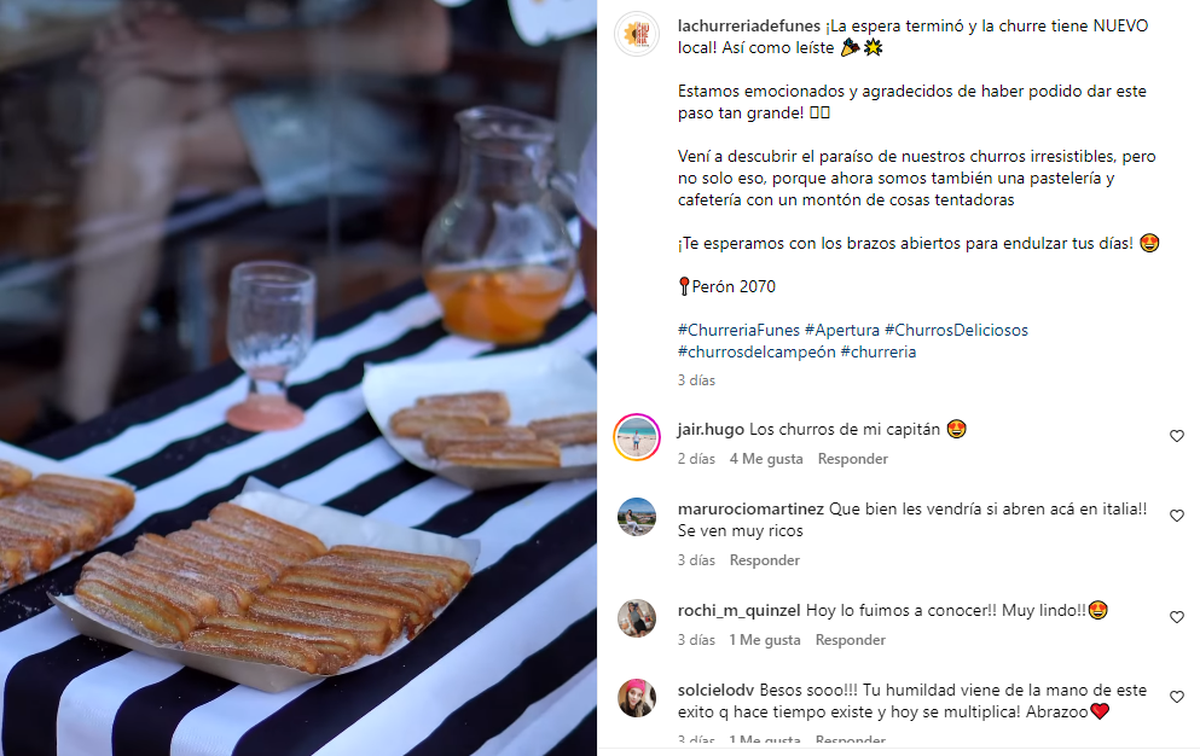 El posteo de la churrería de Funes. El posteo de la churrería de Funes.