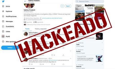 hackearon el twitter de la nueva ministra de seguridad, sabina frederic hackearon el twitter de la nueva ministra de seguridad, sabina frederic