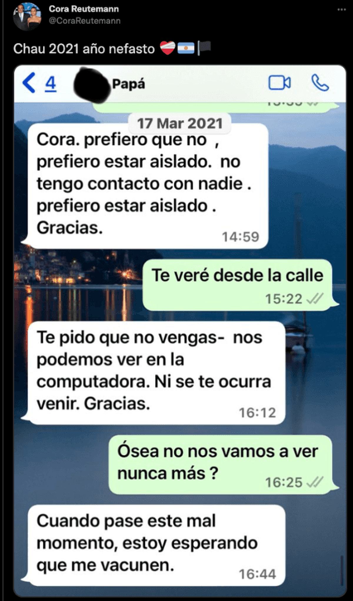 El mensaje Cora Reutemann recordando a su papá.