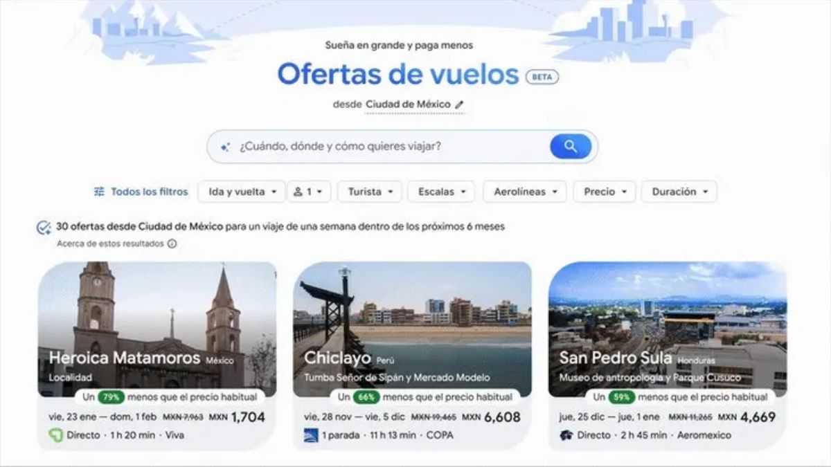 La IA analiza datos de cientos de aerol&iacute;neas para mostrar las mejores oportunidades de viaje.