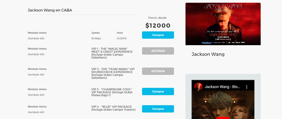 Los fans de Jackson Wang agotaron los paquetes más caros en Argentina.