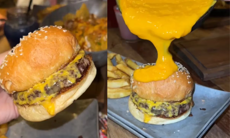 Una joven mostró un video comiendo en un local que ofrece hamburguesas a $100. Una joven mostró un video comiendo en un local que ofrece hamburguesas a $100.