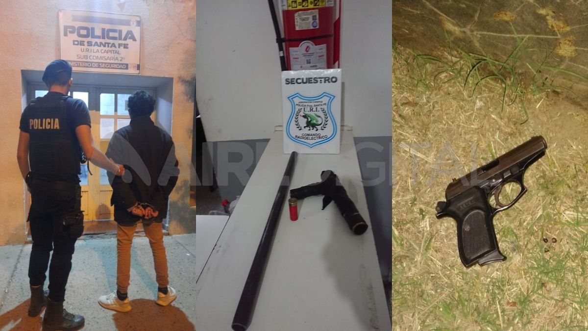 Una pistola incautada en Santo Tomé y un joven armado detenido en Santa Fe.