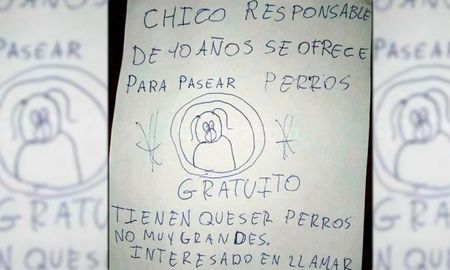 el mejor paseador de perros: el tierno cartel de un nene que se viralizo en las redes el mejor paseador de perros: el tierno cartel de un nene que se viralizo en las redes
