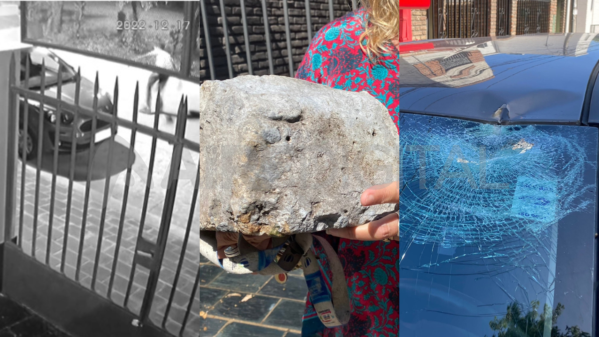 Vandalismo en barrio 7 Jefes: así arrojan adoquines contra autos y portones de las casas