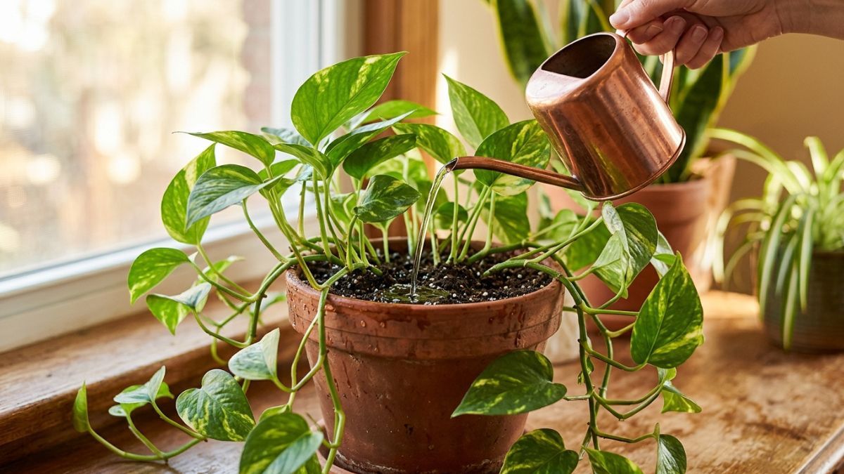 Cada cuántos días se debe regar el potus en primavera para mantener sus hojas grandes y verdes.