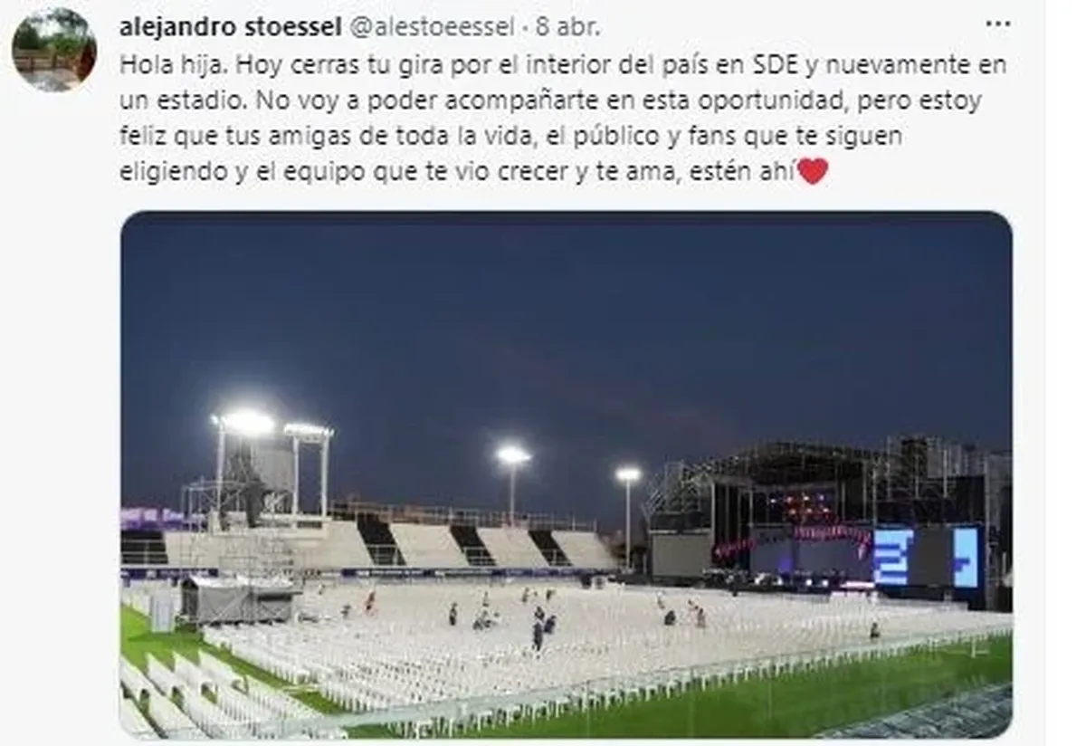 Alejandro Stoessel publicó un emotivo mensaje en las redes dedicado a Tini y no mencionó a Rodrigo de Paul.