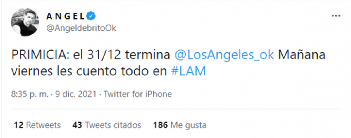 &Aacute;ngel de Brito anunci&oacute; el final de "Los &Aacute;ngeles de la ma&ntilde;ana".