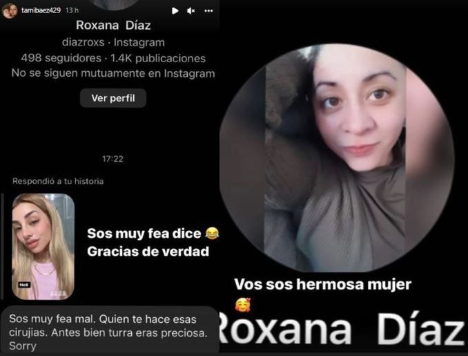 Tamara Báez escrachó a una usuaria que la tildó de "fea".