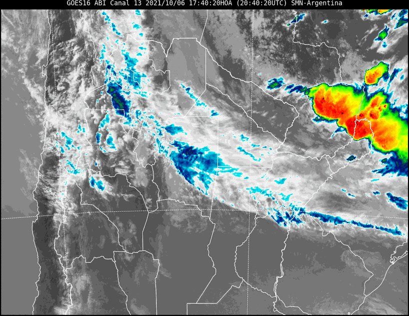 Imagen satelital del tiempo a las 17.40 horas del miércoles.