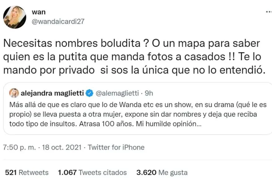 Wanda se sacó de quicio con Maglietti.