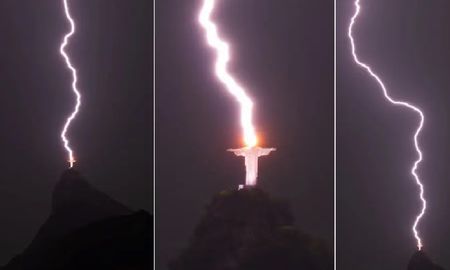 Un rayo cayó sobre la cabeza del Cristo Redentor, la historia detrás de la fotografía viral: ¿una señal divina?&nbsp;