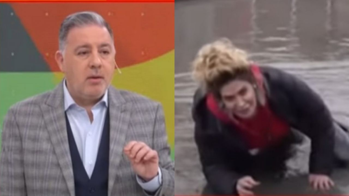 El porrazo de la cronista de Momento D: se cayó en un pozo mientras mostraba calles inundadas