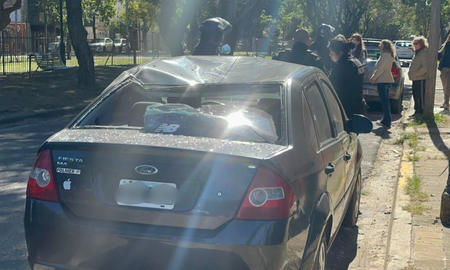 Dos carretillas cayeron desde un piso 24 sobre un auto que circulaba por avenida Alem y Vélez Sarsfield. Dos carretillas cayeron desde un piso 24 sobre un auto que circulaba por avenida Alem y Vélez Sarsfield.