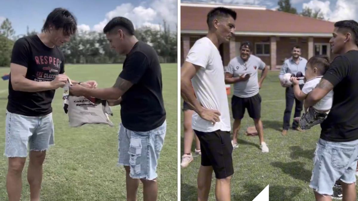 Toto y su familia fueron recibidos por los jugadores de Colón en el predio 4 de junio.